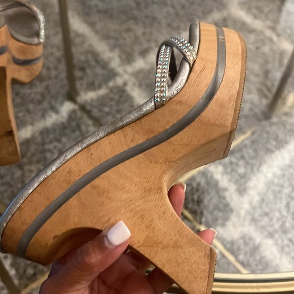 Vintage Sky retro wooden platform wedge heels - Picture 13 of 16